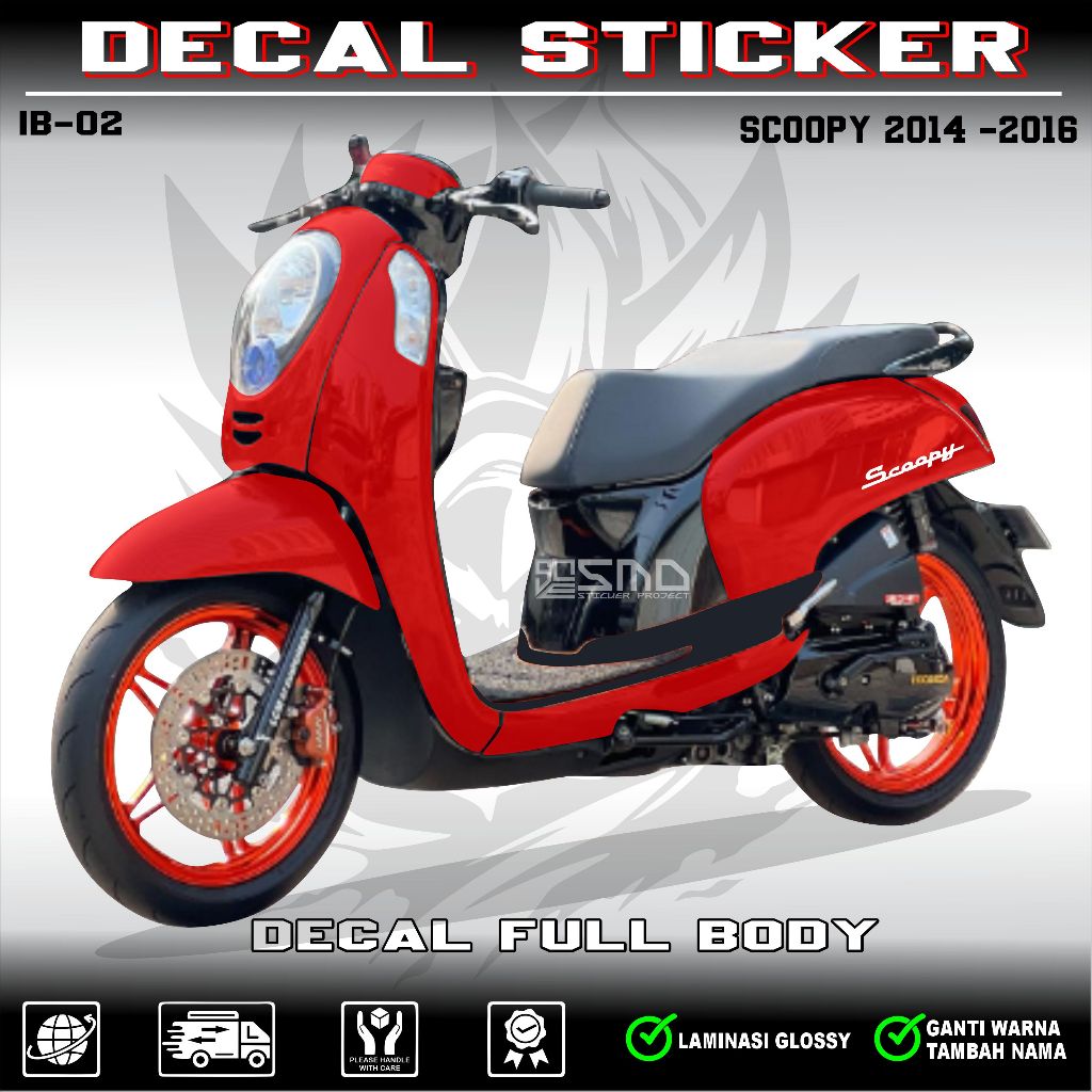 DECAL STICKER FULL BODY HONDA SCOOPY 2014- 2016 || DECAL VARIASI MOTIF POLOS  MANTAF