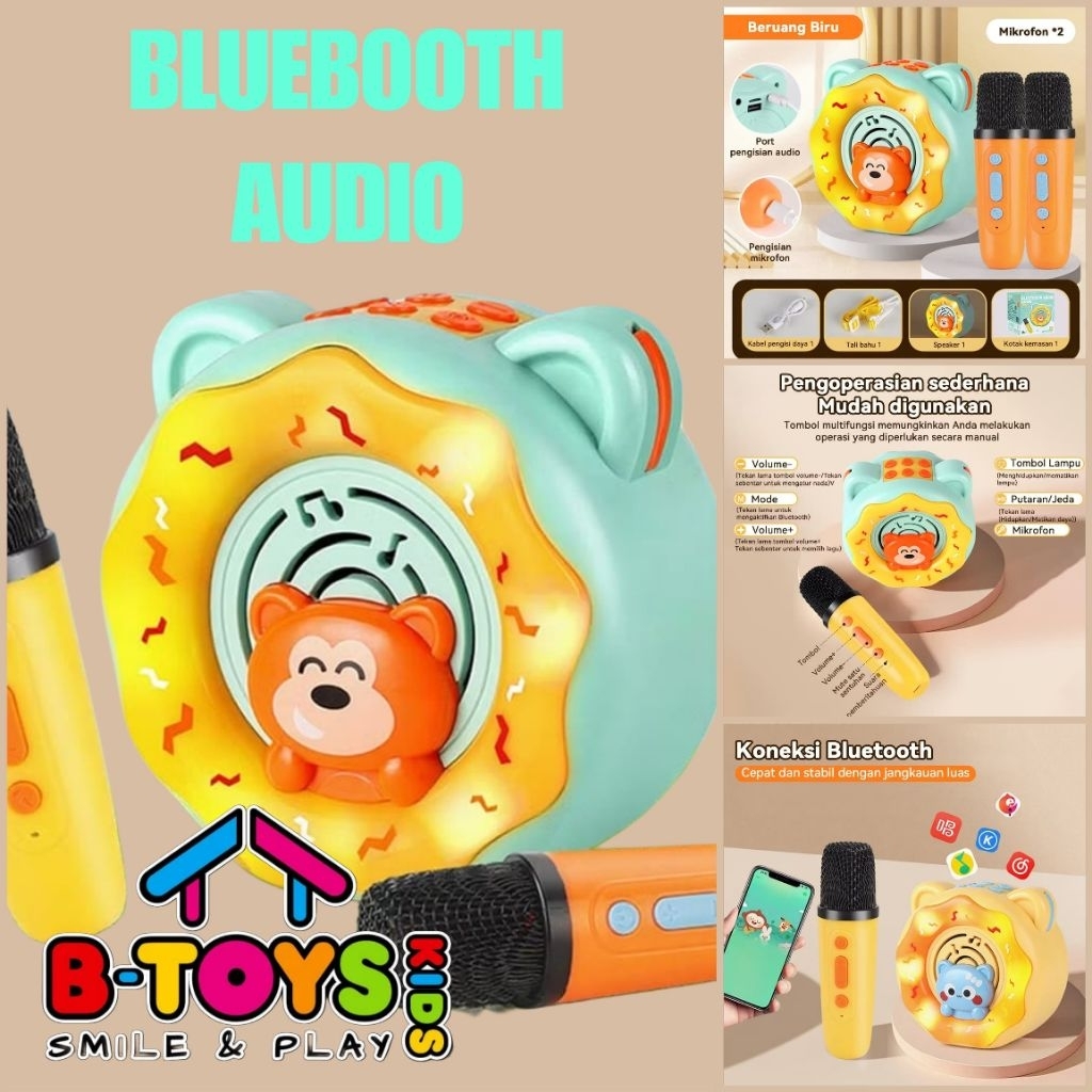 Speaker Karaoke Anak Bluetooth Mainan Karaoke Anak Speaker Mikrofon Portable