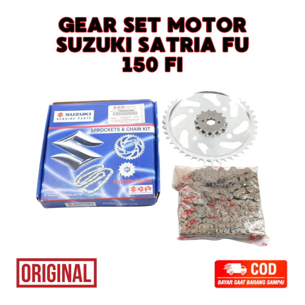 Ori Gear Set Motor Suzuki Satria FU 150 FI / Rantai Gear Set Suzuki Satria FU 150 Karbu premium