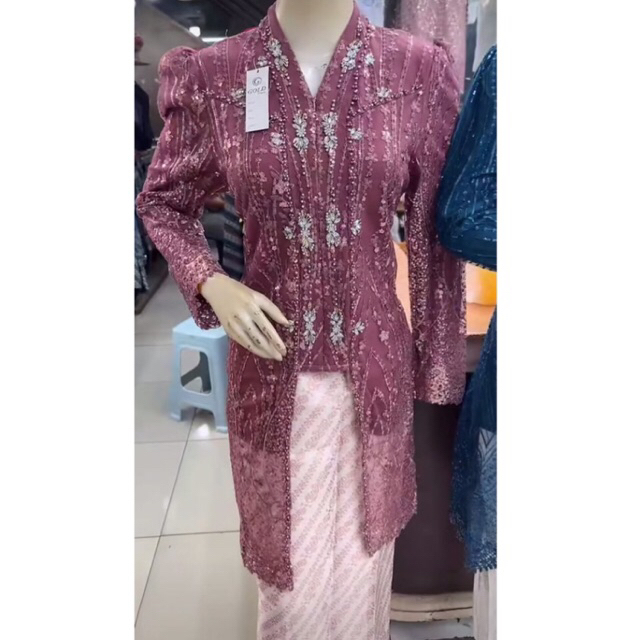 [ONE SET] KEBAYA PINK MAGENTA + ROK SONGKET