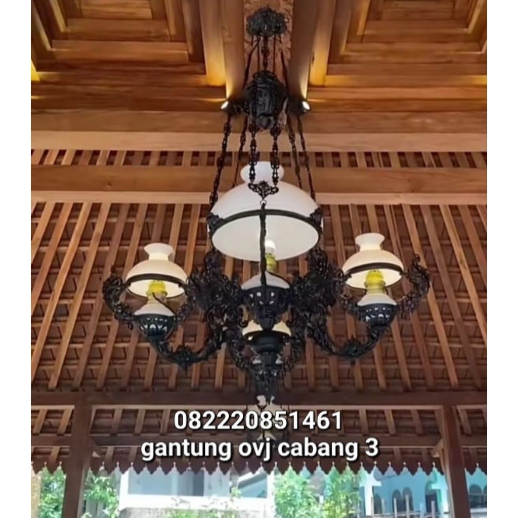 lampu gantung hias antik ovj cabang 3,lampu joglo,jawa betawi bali