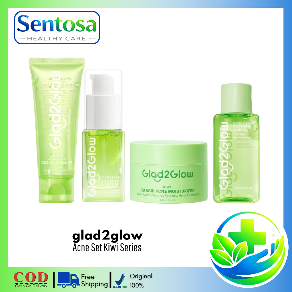 Glad2glow Paket Acne - Bundling Acne Set kiwi - Kiwi 3D Acid Acne Moisturizer - Cleanser Salicylic A