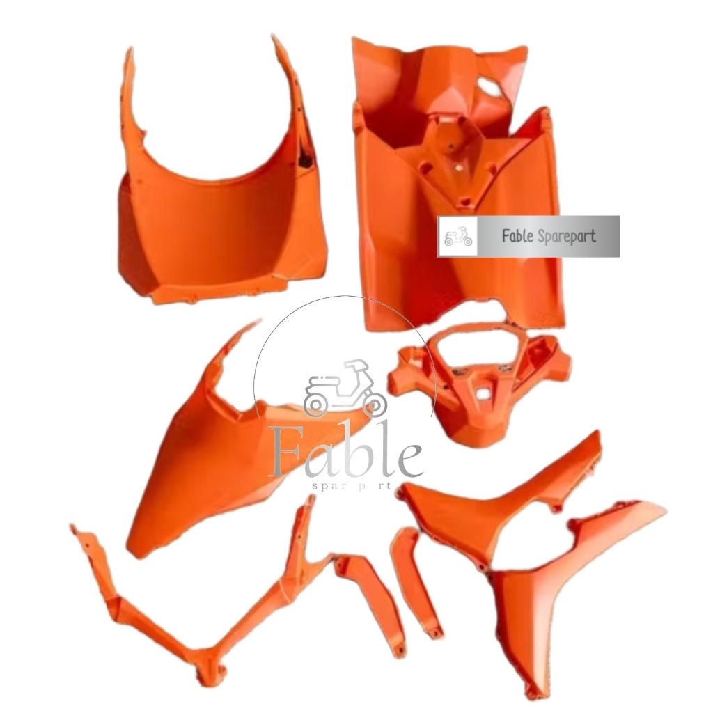 Set Garnish Batok Belakang Cover Tangki Spoiler Paruh Costume Warna Oren Full Set Body Kasar Warna C