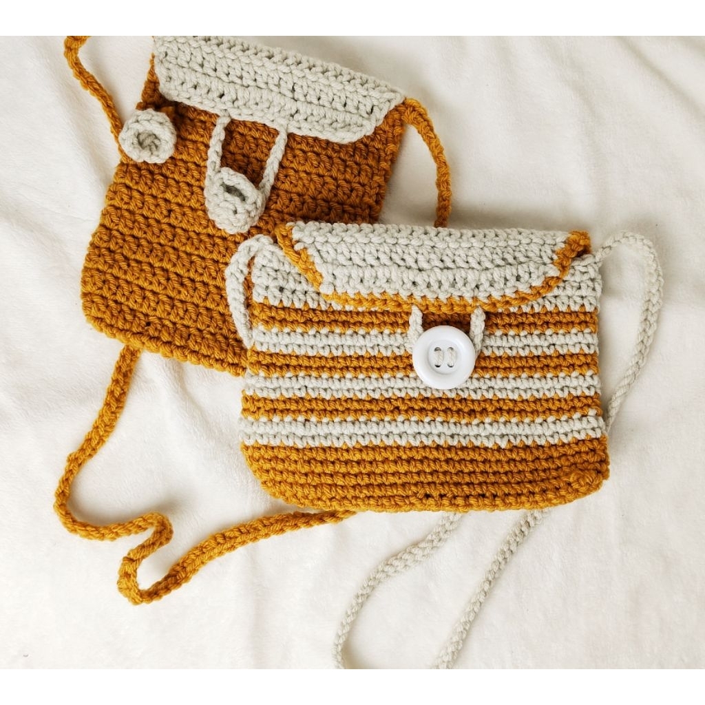 Tote bag Pouch Rajut cantik wanita Coklat series