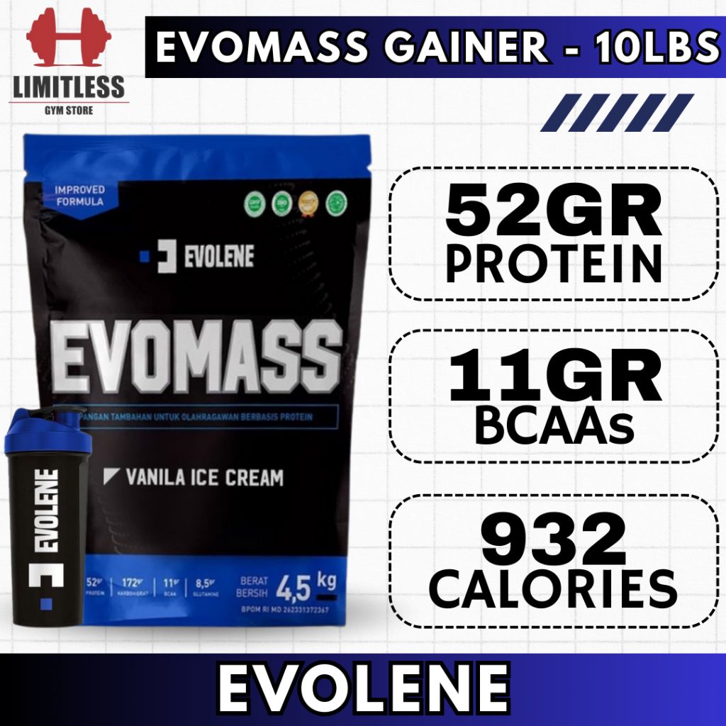 Evolene EVOMASS Evo Mass Gainer 10 lbs 10lb Susu Gym Bulking Pemula Original BPOM