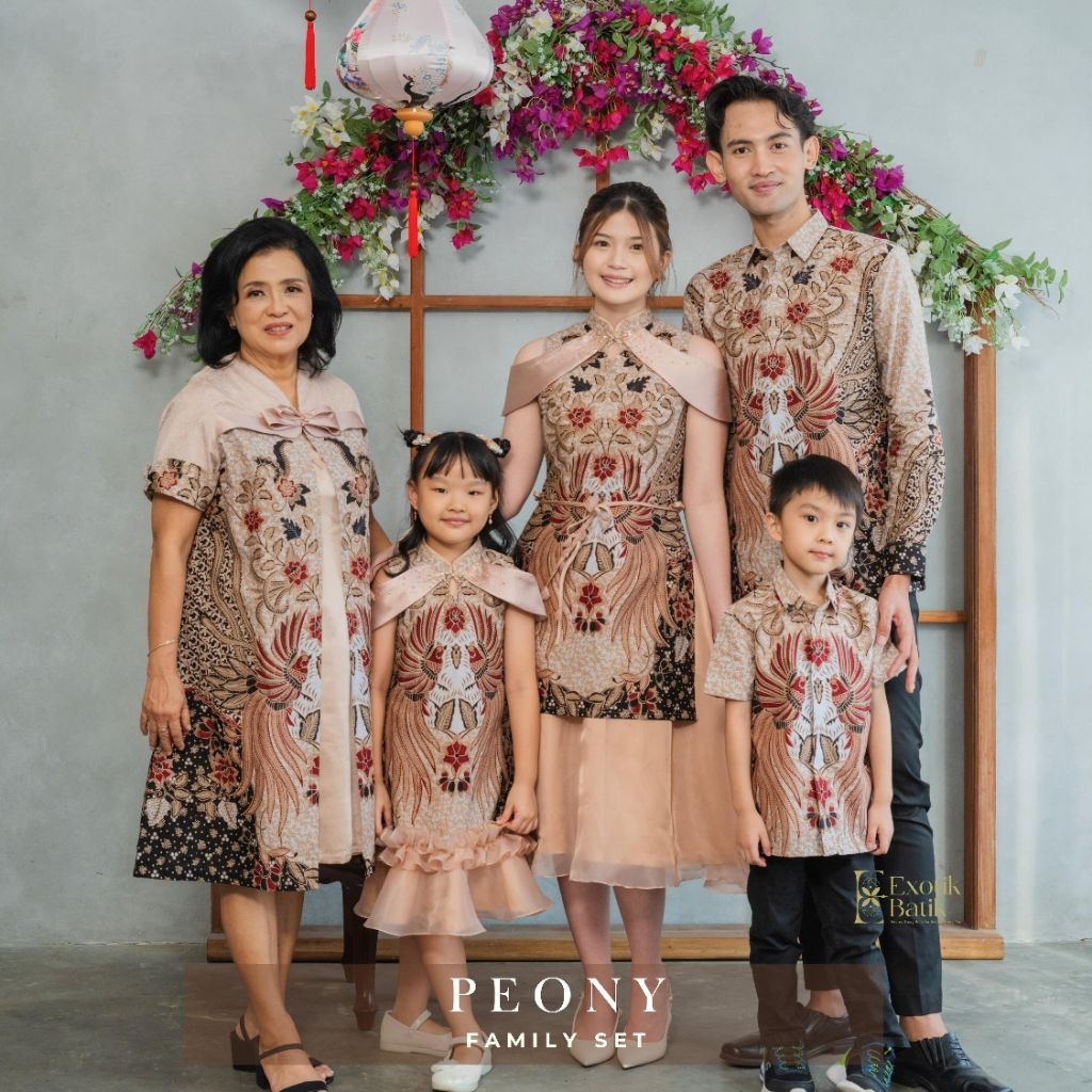 Peony Batik Couple Set/Batik Imlek/Batik Kondangan/Batik Pesta/Batil Family Modern Set