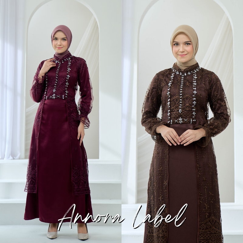 Annora Label - Quynh Anisa Oneset Dress (Inner + Outer) Best Seller Gamis Set Kondangan Lebaran Terb
