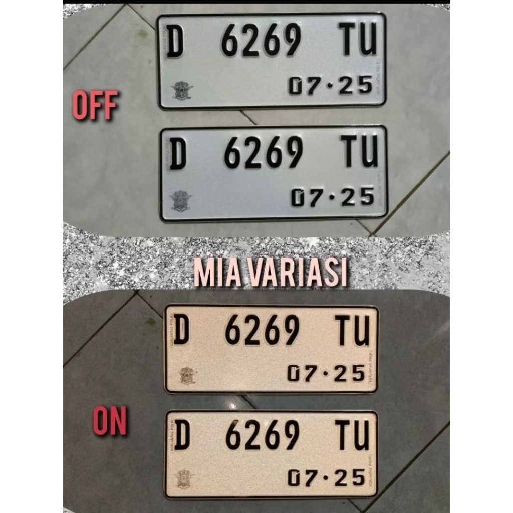 plat motor reflektif putih 2PCS