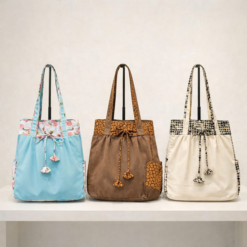 Tas naraya bangkok original tas tote naraya tas kain serut besar tote bag wanita tas batik