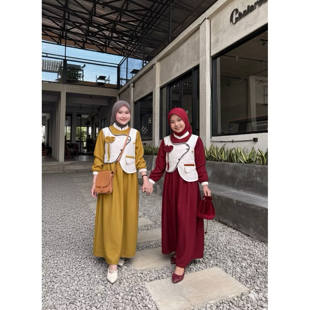 ELORA Dress Soft Knit Gamis anak Kekinian Simple Elegan  Gaun Remaja Dewasa