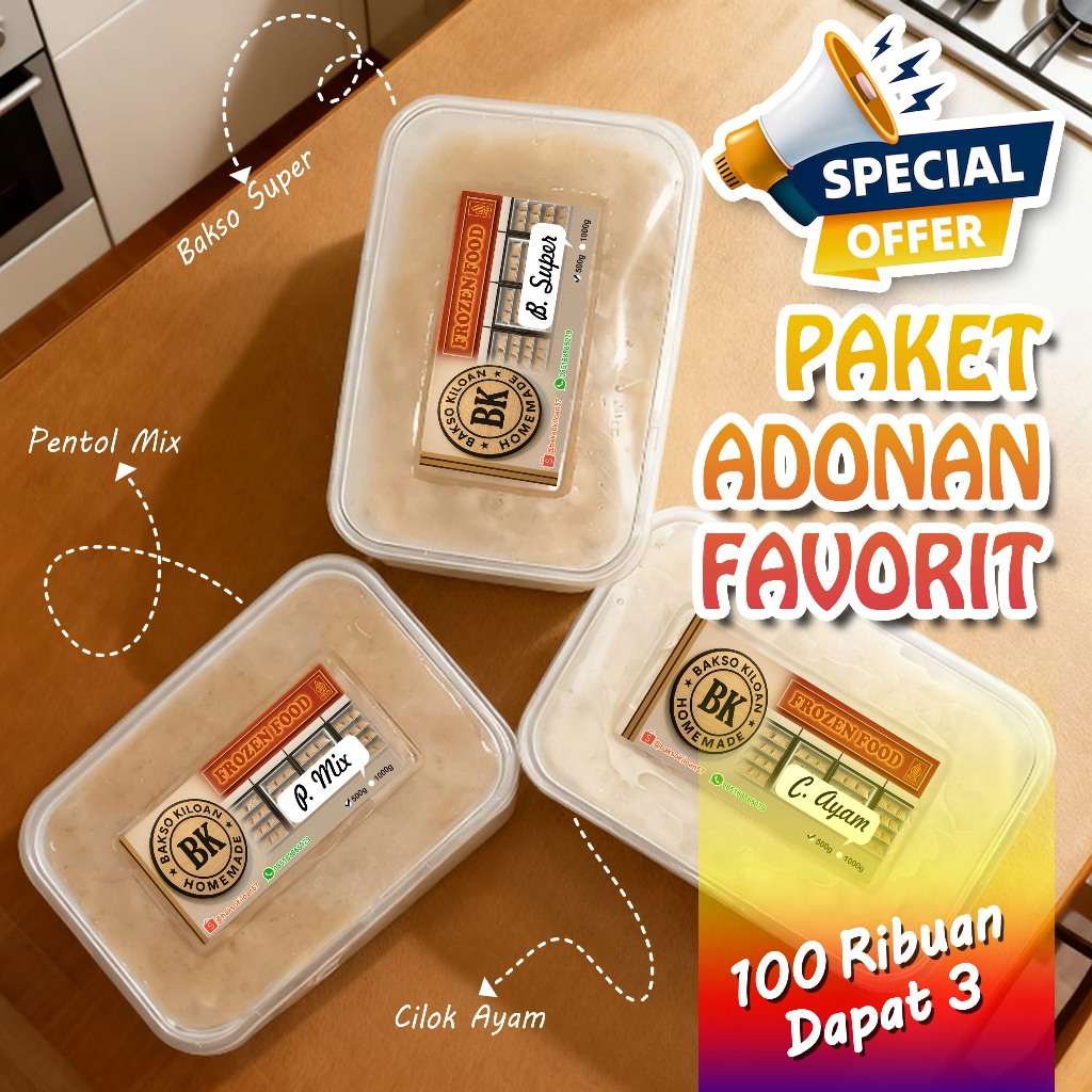 Adonan Paket Hemat, Adonan Cilok Ayam, Adonan Bakso Super, Adonan Pentol Mix @500g