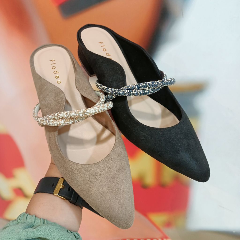 sepatu wanita selop heels 3cm FLADEO original