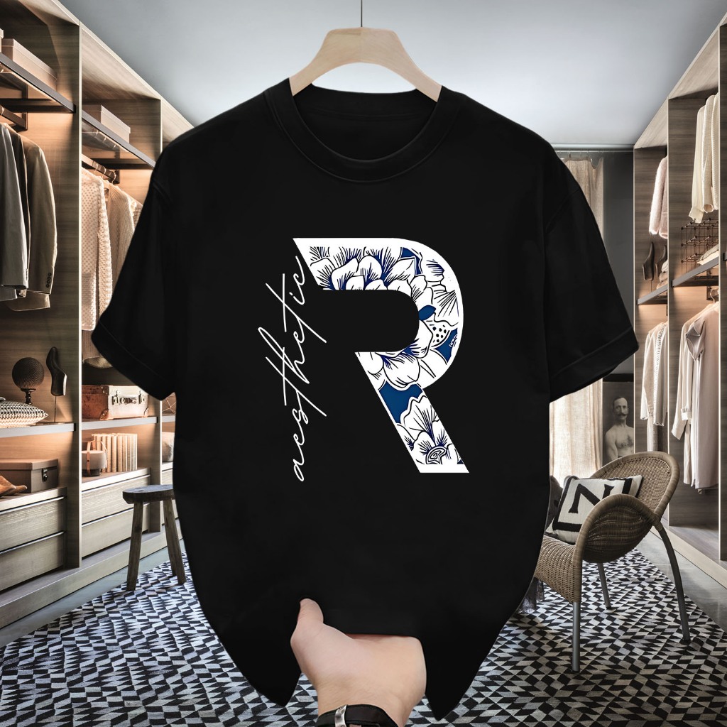 Kaos Pria Berukuran Besar Bermotif Bunga