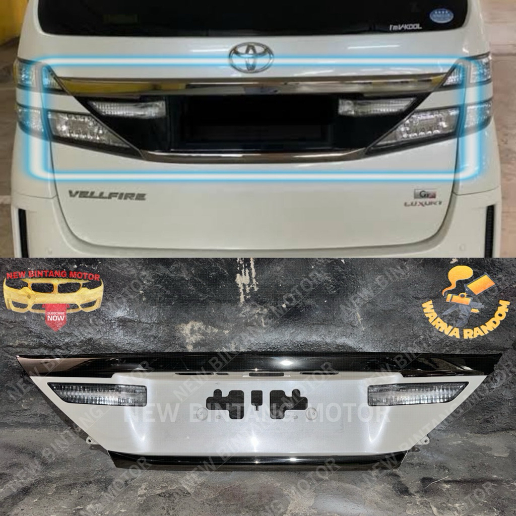 Cover bagasi trunklid toyota alphard vellfire GS black chrome 2012 2014 original