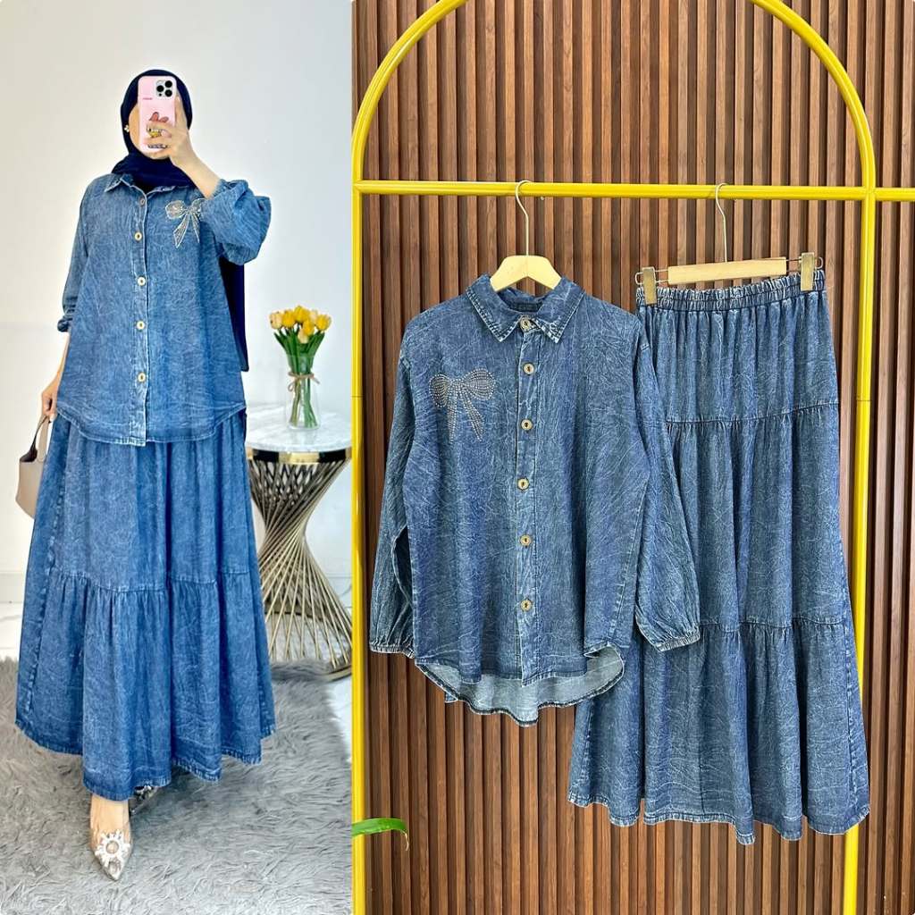 Brena. Lusia. Ketlin. Yessa Setelan Jeans Wanita Bahan Nyaman Di Pakai Seharian