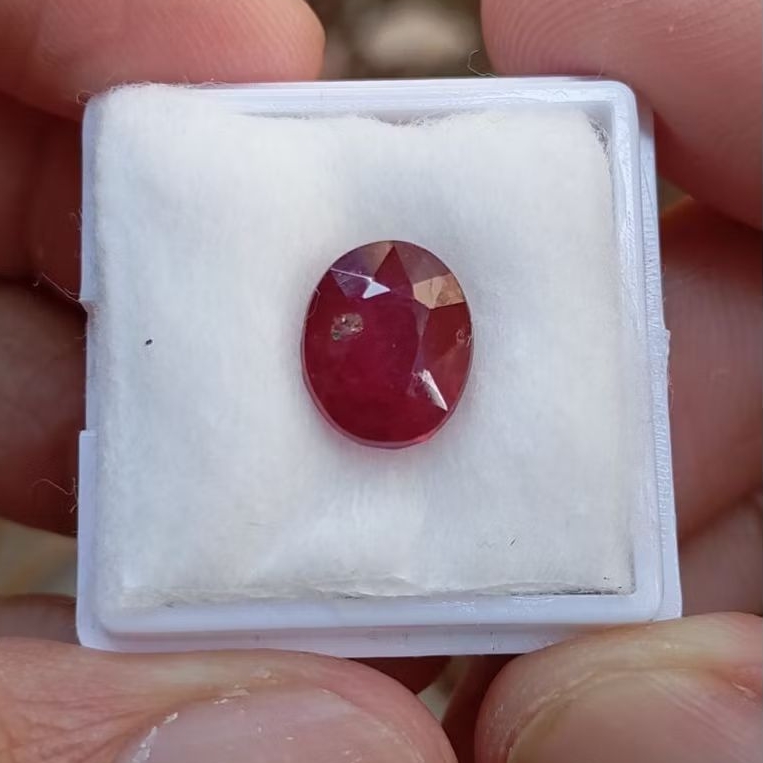 Batu permata natural red ruby + Memo GLI