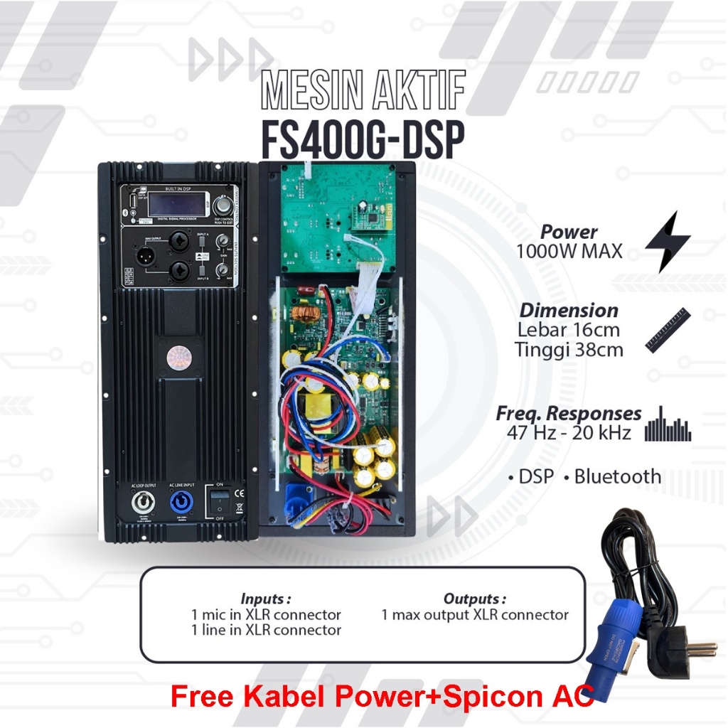 Power Kit  Mesin Speaker Active FS-400G-DSP Bluetooth FS 400G Class H