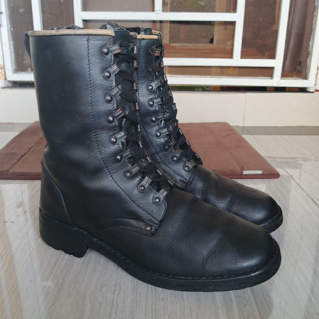 S.PISANO Italy Vintage 8" Military Combat Army Hiking Tactical High Boots Biker Motor VIBRAM Sole Fu