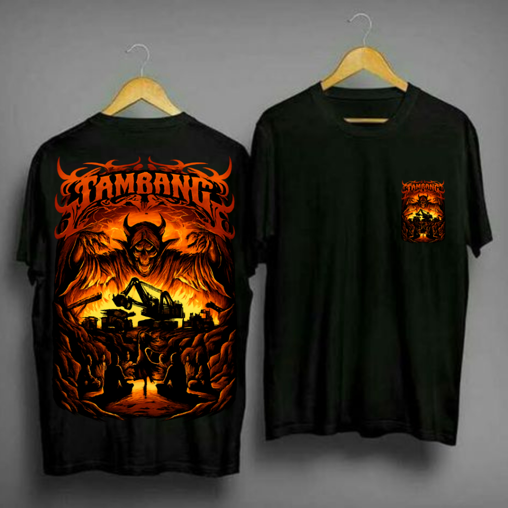 Kaos TAMBANG Api Neraka – Kritik Tambang Perusak Alam | Kaos Hitam DTF Premium Unisex
