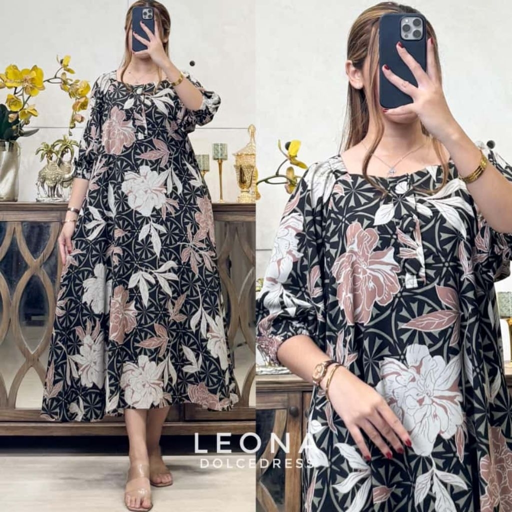 Ready midi Leona motif dolce Bahan katun twill