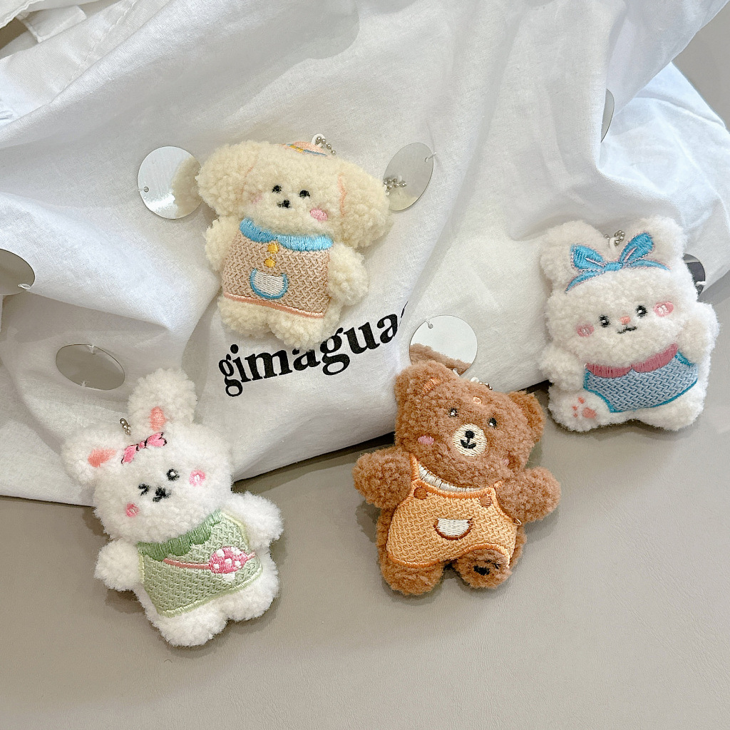 Gantungan Kunci boneka tas beruang kecil lucu, kelinci, anjing