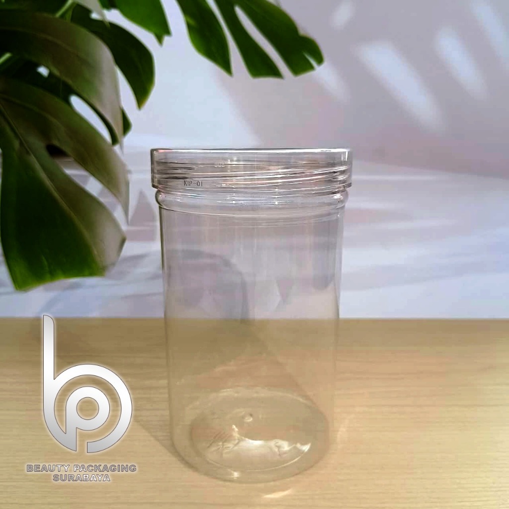 Toples Tabung Plastik Tutup Ulir Bening Clear 900ML untuk Hampers, Souvenir, Kue Kering, Serbaguna