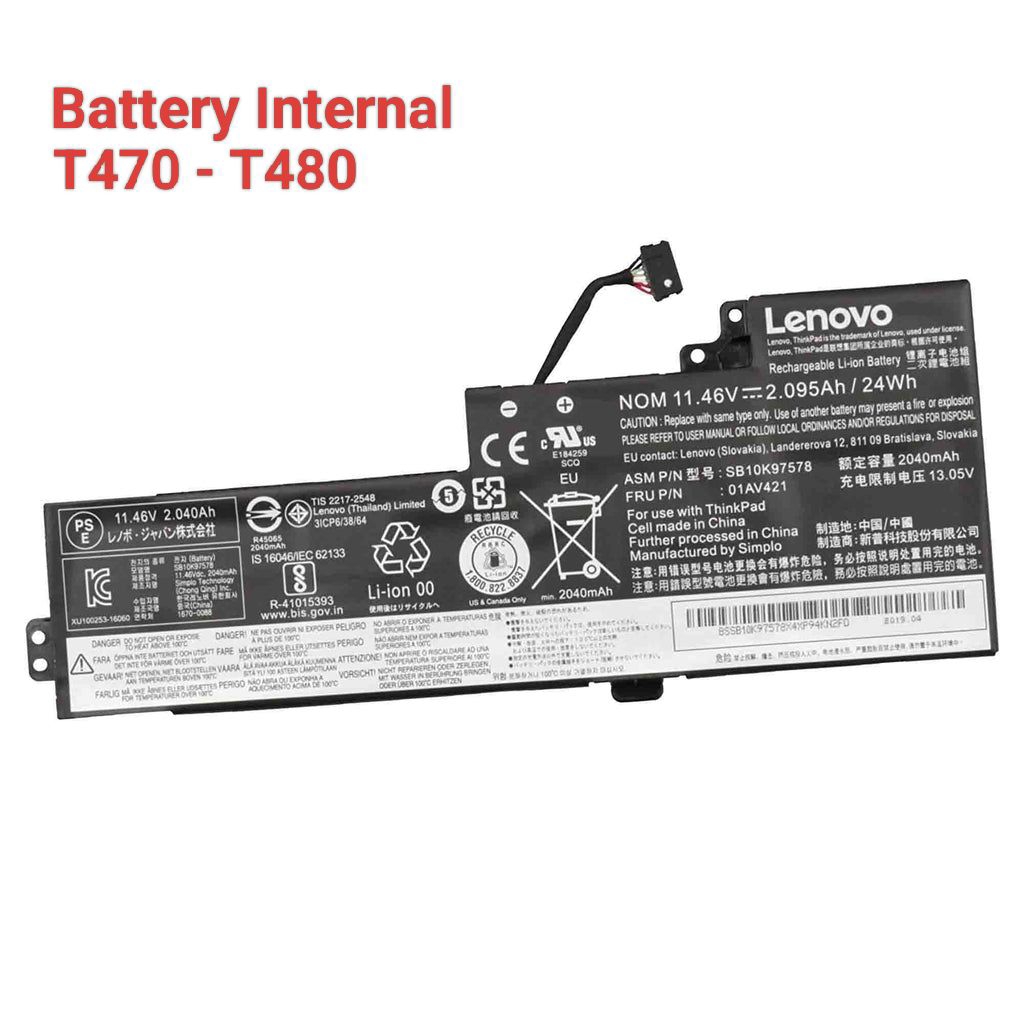 Baterai Battery Internal Lenovo Thinkpad T480 and T470 Original Lenovo