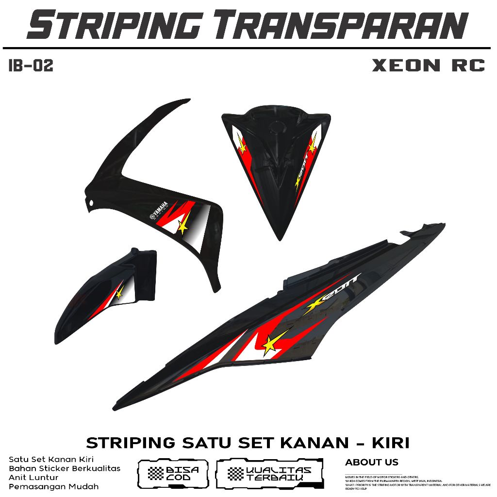 STICKER STRIPING TRANSPARAN MOTOR YAMAHA XEON RC ANTI PUDAR TAMPILAN KEREN