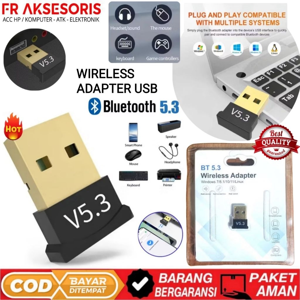 USB BLUETOOTH 5.3 USB DONGLE BLUETOOTH PC / LAPTOP ALAT BLUETOOTH KOMPUTER BT 5.3 Untuk Laptop / kom