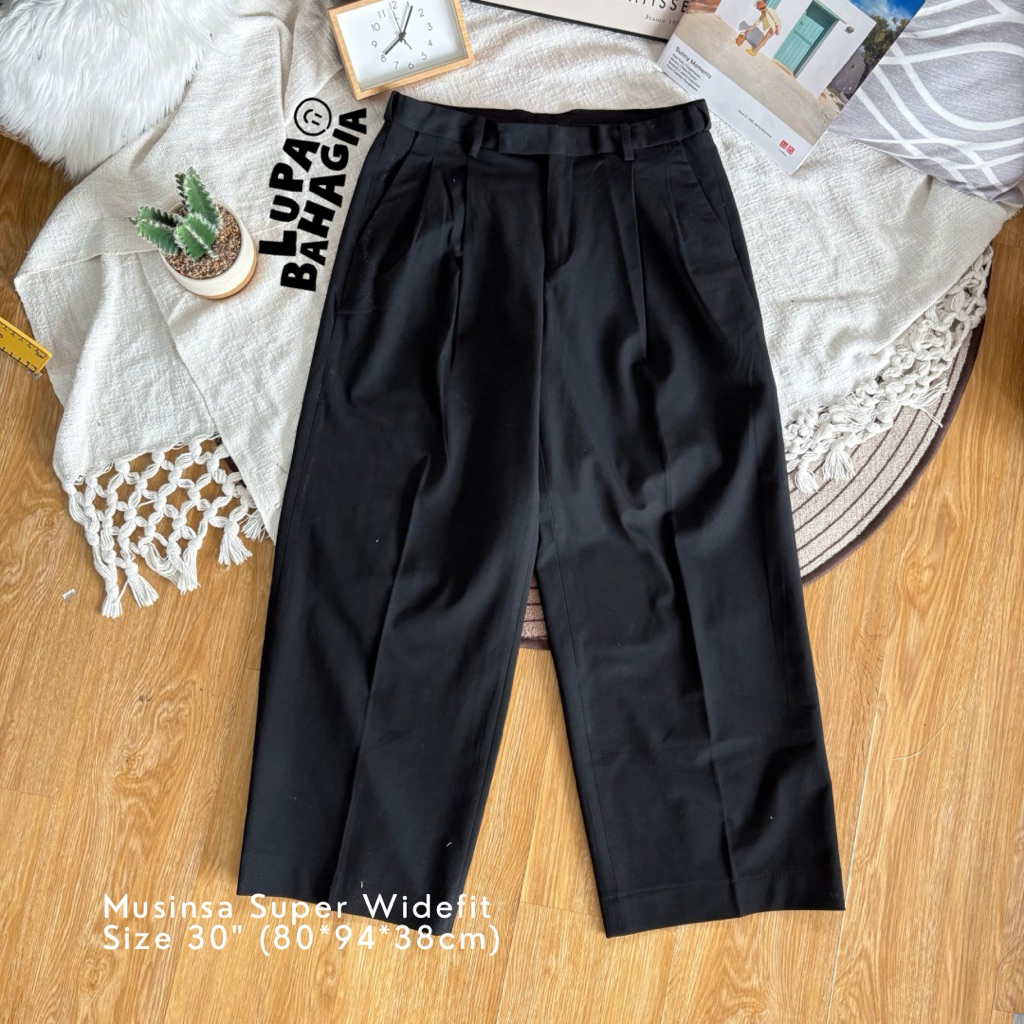MUSINSA STANDARD Black Super Wide Fit Formal Long Pants size 30" • 100% Original (Celana Panjang)