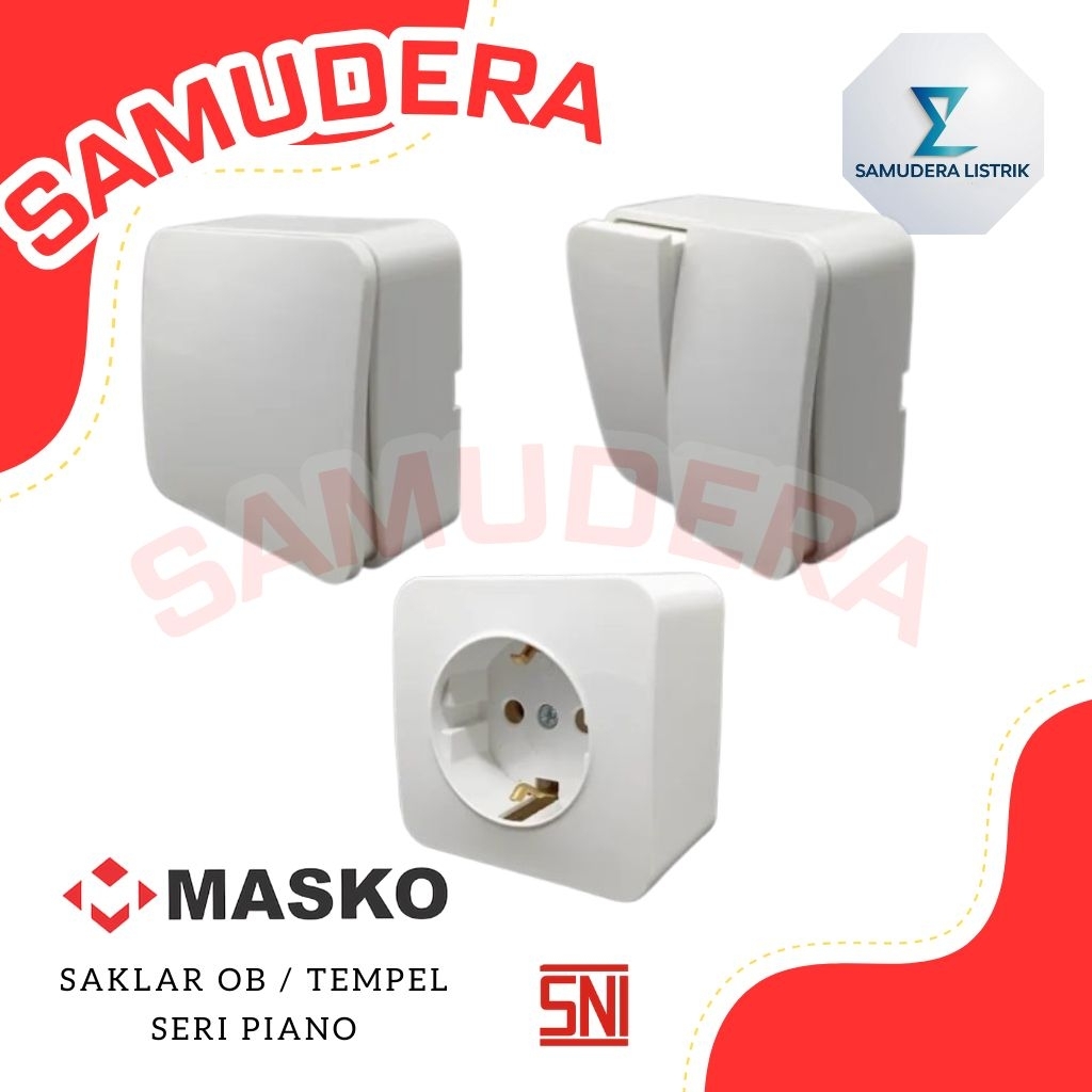 SAKLAR LAMPU TEMPEL OB MASKO PIANO ENGKEL / SERI / STOP KONTAK