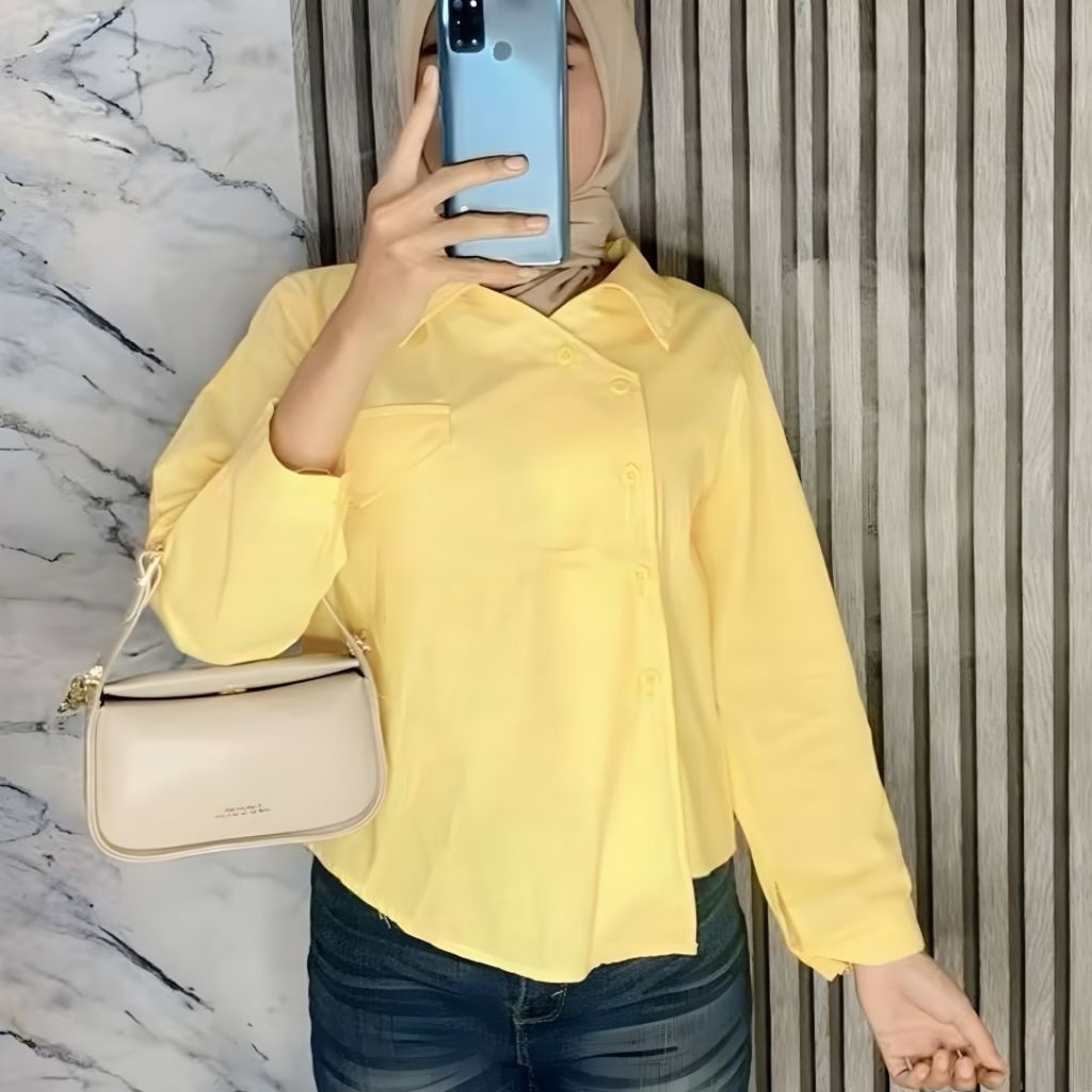 ALYA BLOUSE Kemeja Wanita Kekinian Kemeja Polos Katun Linen Terbaru
