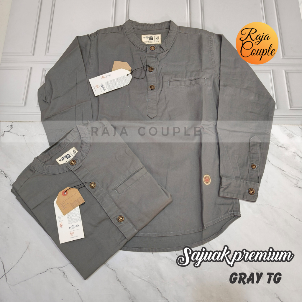 SAJUAK TG PREMIUM GRAY KEMEJA KOKO COUPLE AYAH ANAK ORIGINAL SAJUAK