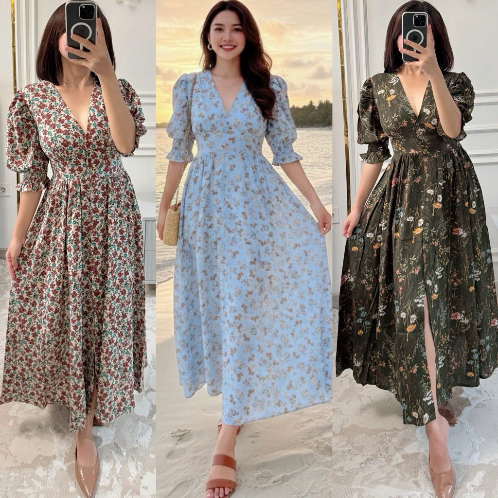 DRESS MAXI KOREAN STYLE BAJU PANTAI PAKAIAN DRESS WANITA BAJU PANTAI SUMMER DRESS