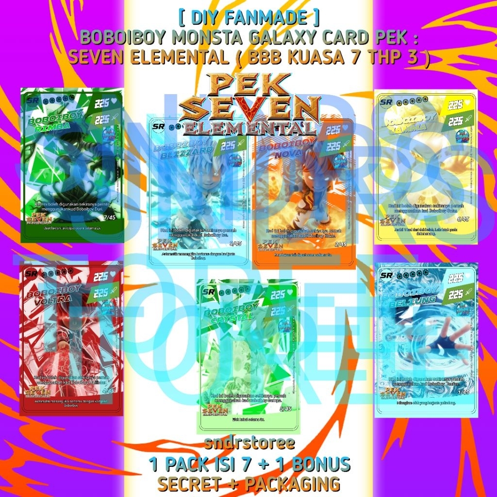 [ DIY FANMADE ] 1 PACK IN PACKAGING  | PEK SEVEN ELEMENTAL : BOBOIBOY KUASA 7 TAHAP 3 : BOBOIBOY MON