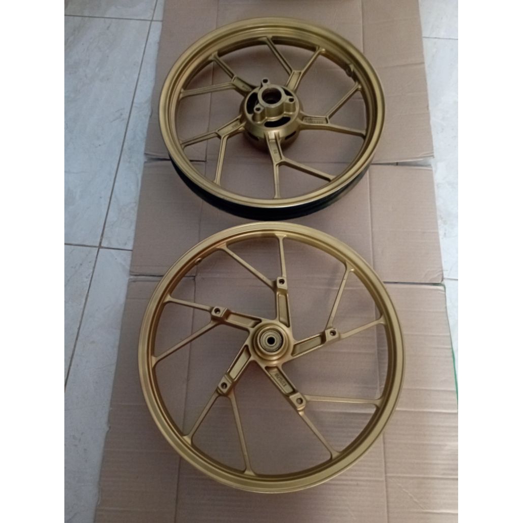 PELEK VELG RACING 1SET DEPAN BELAKANG MOTOR SUZUKI SATRIA FU ORIGINAL COPOTAN WARNA GOLD