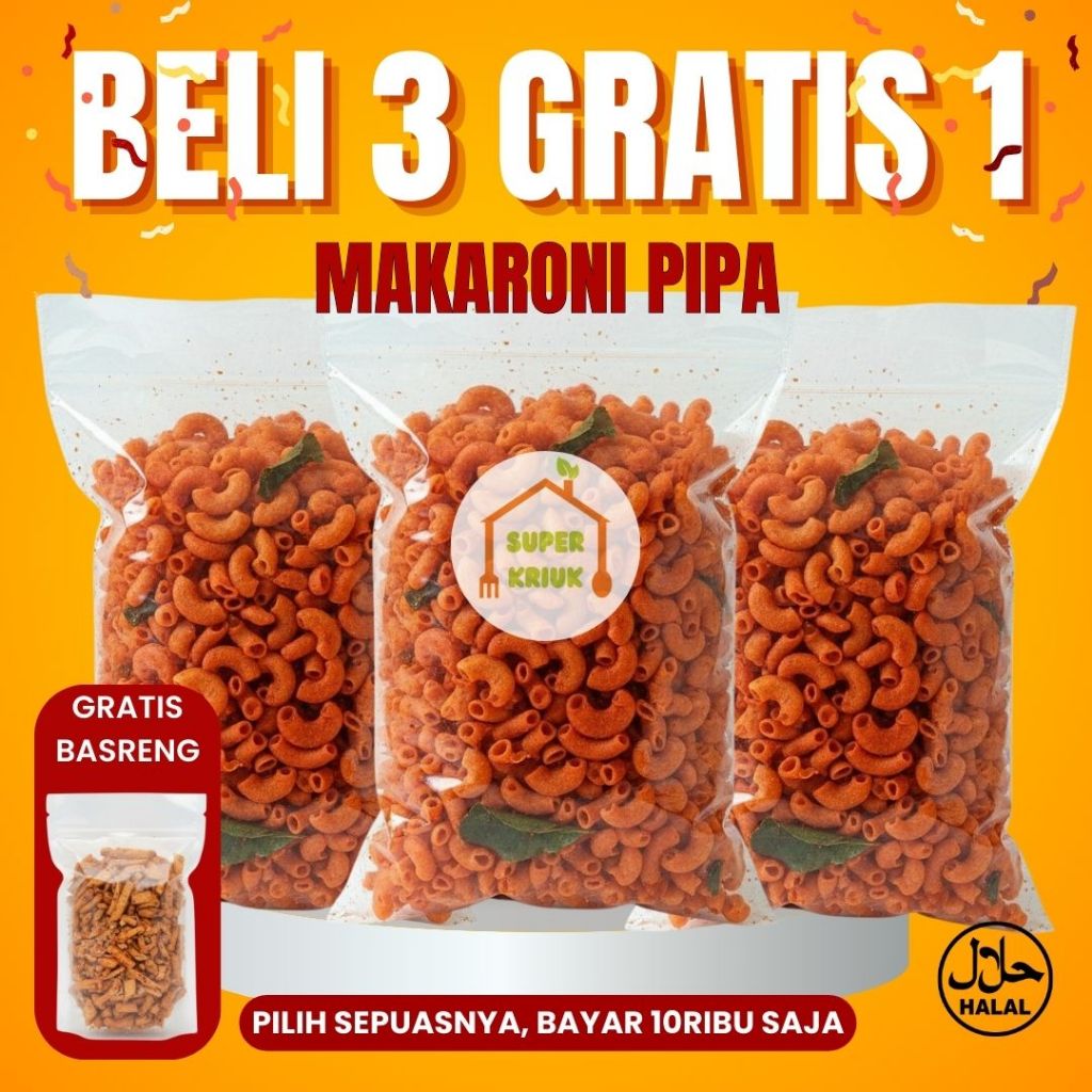 BELI 3 GRATIS 1 Makaroni Pipa Pedas Daun Jeruk Makaroni Cuck PROMO MURAH