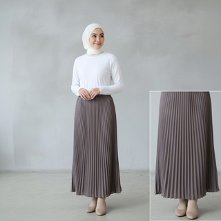Delova Wardrobe - ROK PLISKET PREMIUM TEBAL,Rok Panjang,Rok Plisket Mayung Panjang Cantik Wanita A-line Korean Style Lebar Kasual Tile Lembut Bridal Import Polos Dewasa Maxi Skirt