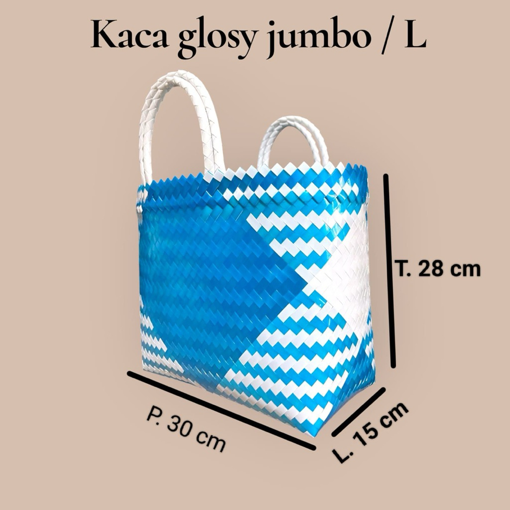 Tas anyaman kaca  L,XL,kaca full mengkilat glosy tas hajatan,hampers lebaran,tas souvenir,tas sembak