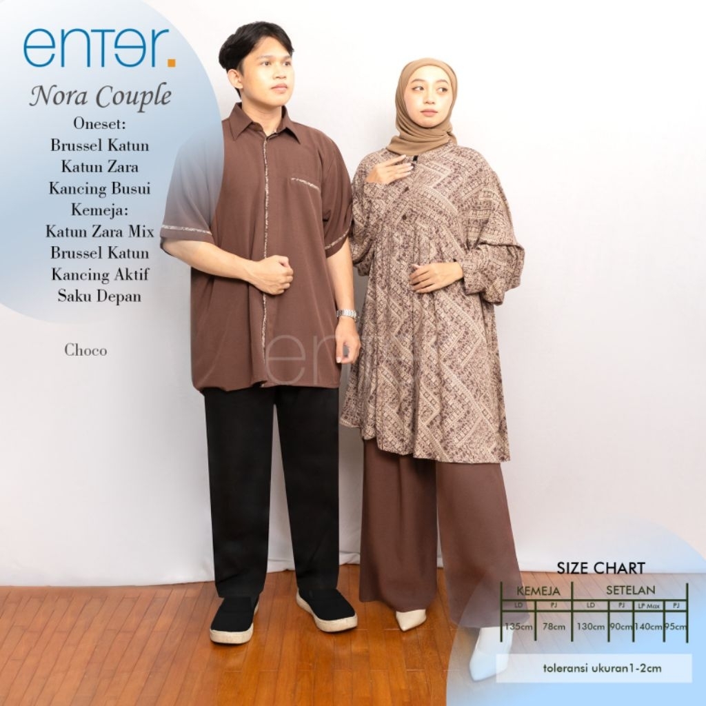 NORA ONESET COUPLE JUMBO LD 130 3XL XXXL BAHAN KATUN BY BINTI COUPLE MUSLIMAH BAJU COUPLE BAJU LEBAR