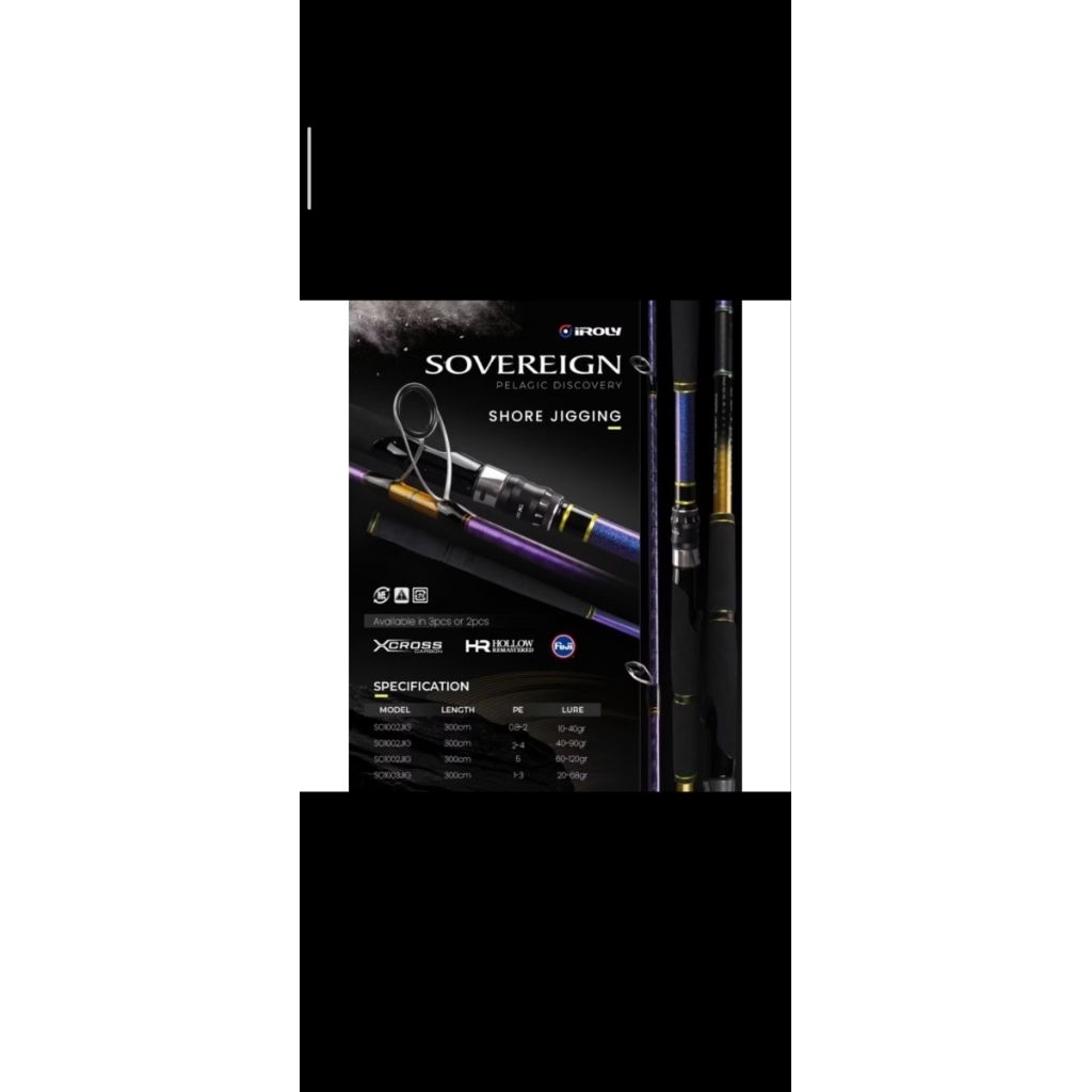 Joran shore jig, Iroly Sovereign 1003 300 cm sambung 3 FULL RING GUIDE FUJI