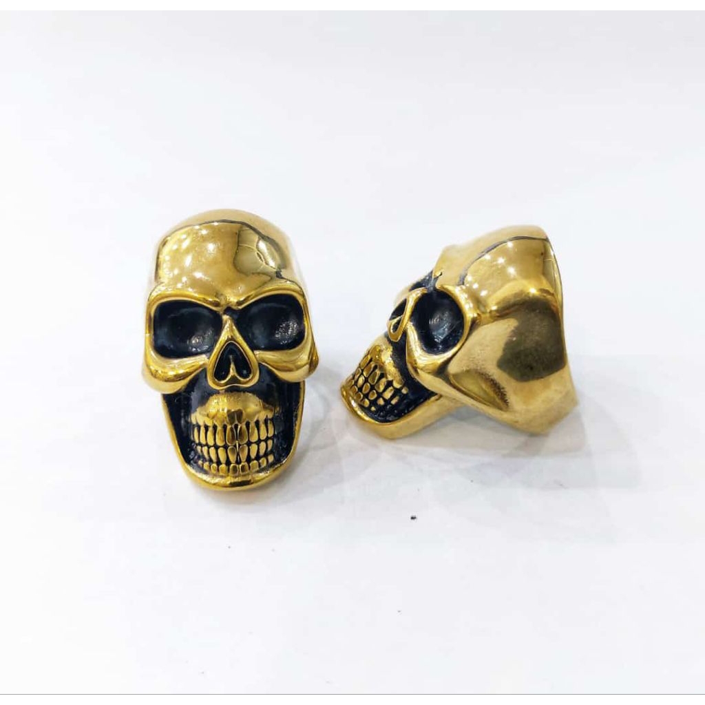 Cincin Tengkorak Skull ring Titanium Asli Pria metal
