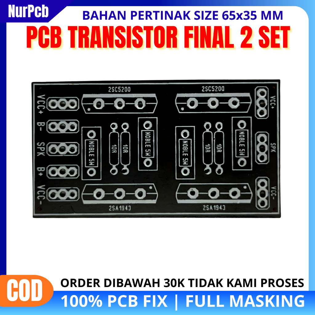 NUR PCB - PCB Transistor Final 2 Set Toshiba 2SC5200 2SA1943 Fullmasking Untuk Power Amplifier