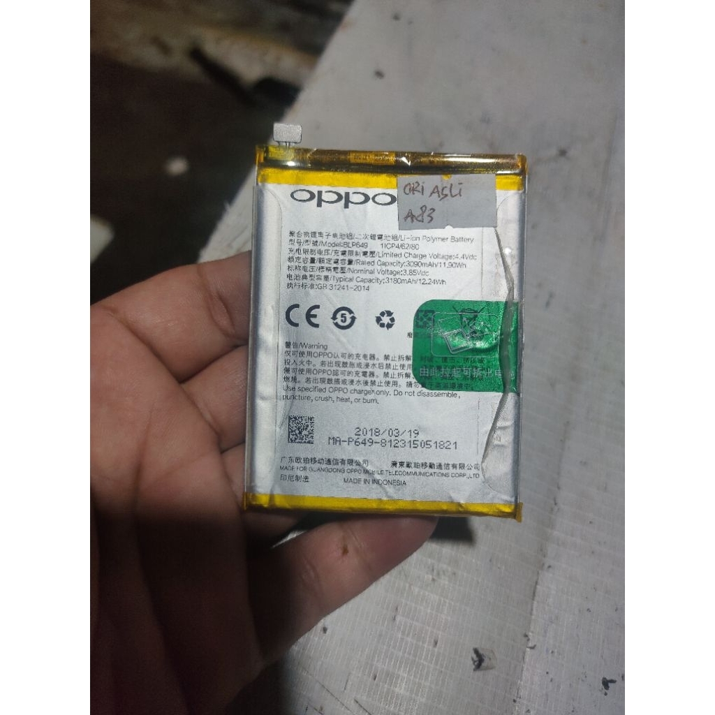 baterai Oppo BLP649 BATTERY OPPO A83 asli original copotan second
