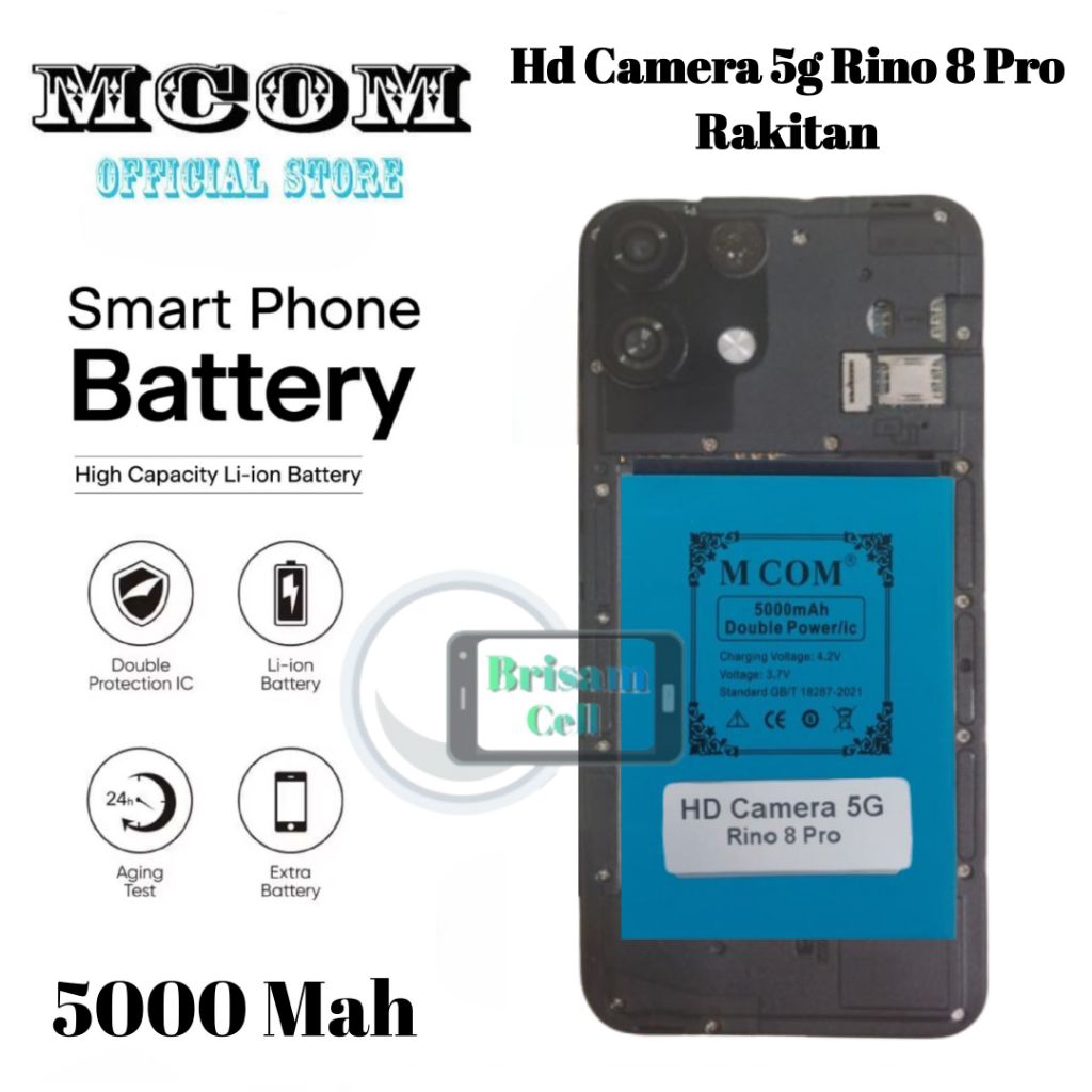 Battery Mcom Hd Camera 5g Rino 8 Pro Batere Batre Baterai Double Power 5000 Mah
