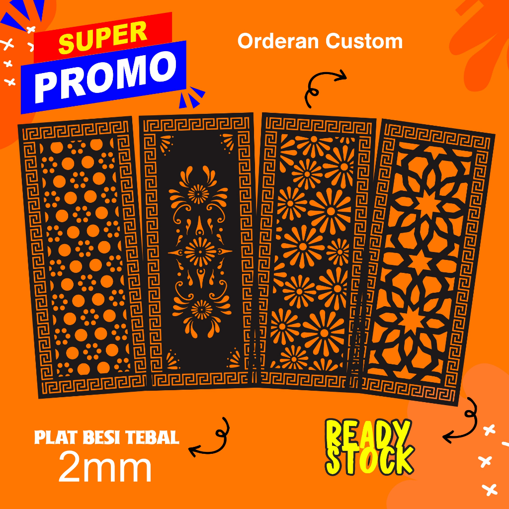 Laser Plat Pagar, Ornamen Pagar, Krawangan, Plat Cnc, Plat Cutting, Plat Laser Cutting Custom