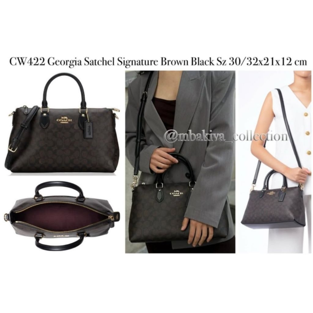 CO CW422 Georgia Satchel Signature Brown Black