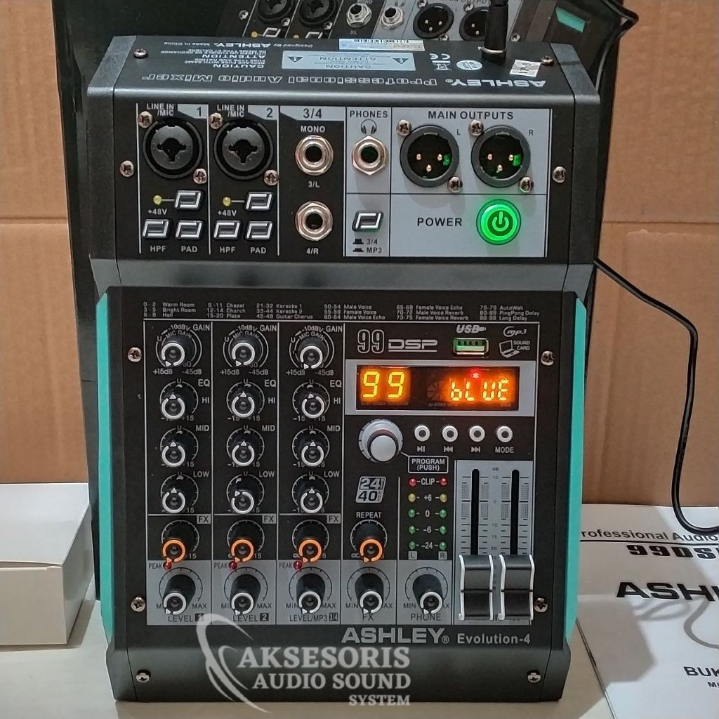 Mixer ASHLEY EVOLUTION 4 Efek Digital Reverb 99dsp Terbaru