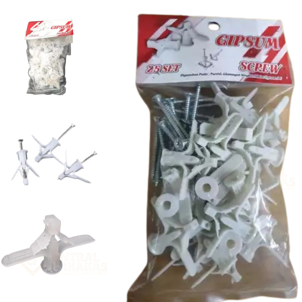 FISSER KUPU PANJANG 3.5CM +skrup GYPSUM RAM TOOGLE STEKER - Fischer 25 pcs