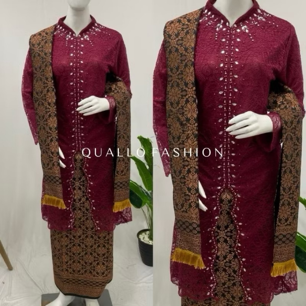 Set Kebaya Brokat Payet Lalisa | Kebaya Tunik Zig Zag | Kebaya Set Songket | Kebaya Modern | Kebaya 